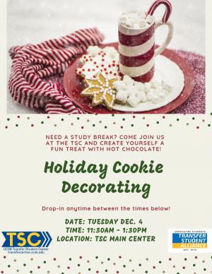 Take a study break and get creative with Holiday Cookie Decorating!